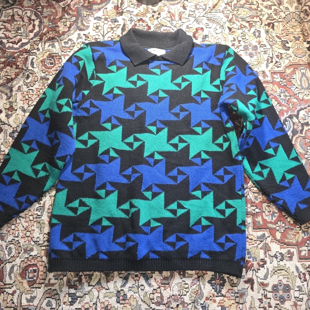 Alfred Dunner Black and Blue Knit Sweater